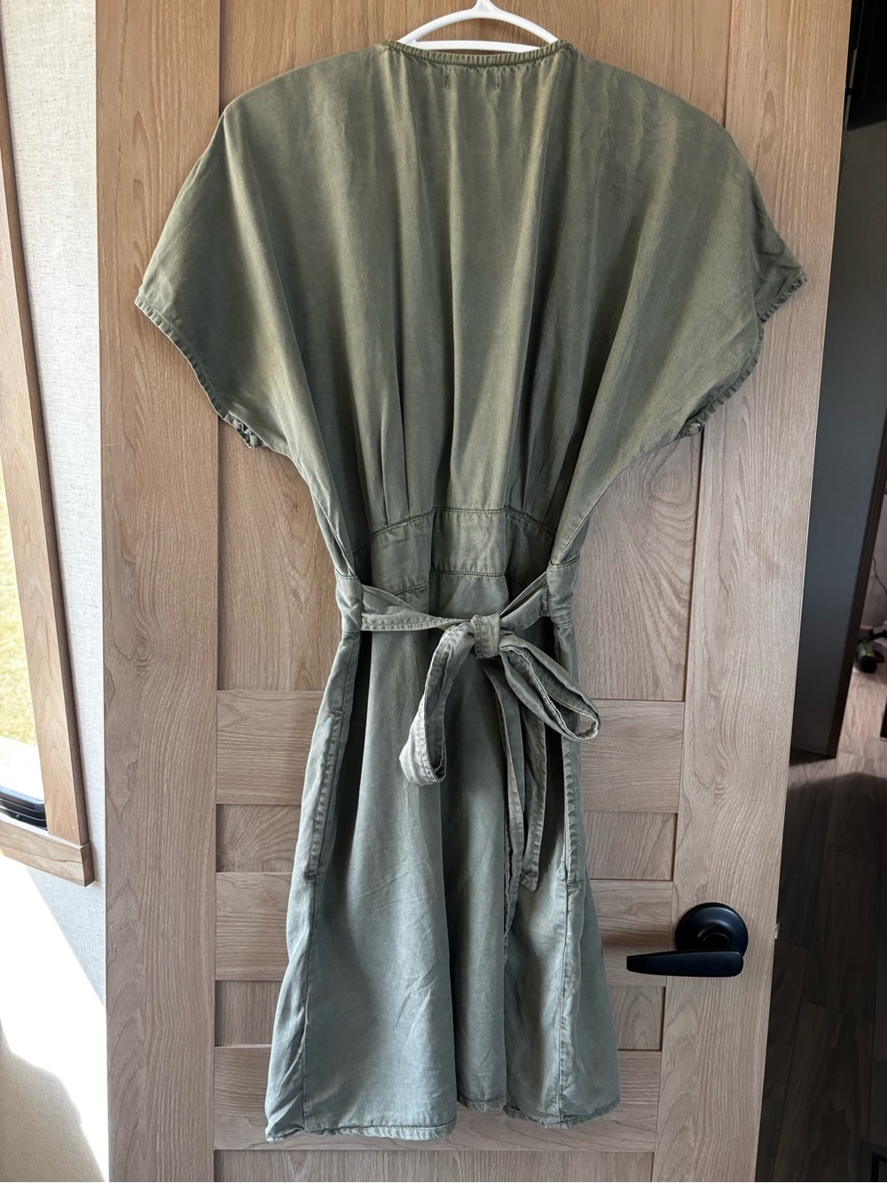 Quince Button Front Dress Size S Olive Capsule Summer Tencel - Picture 5 of 7